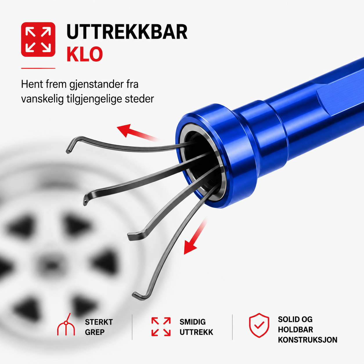 Grabix – Fleksibelt magnetisk gripeverktøy med LED-lys – Lang rekkevidde klo-griper (70 cm)