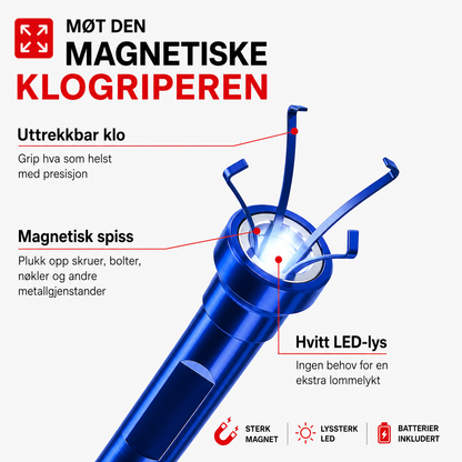 Grabix – Fleksibelt magnetisk gripeverktøy med LED-lys – Lang rekkevidde klo-griper (70 cm)