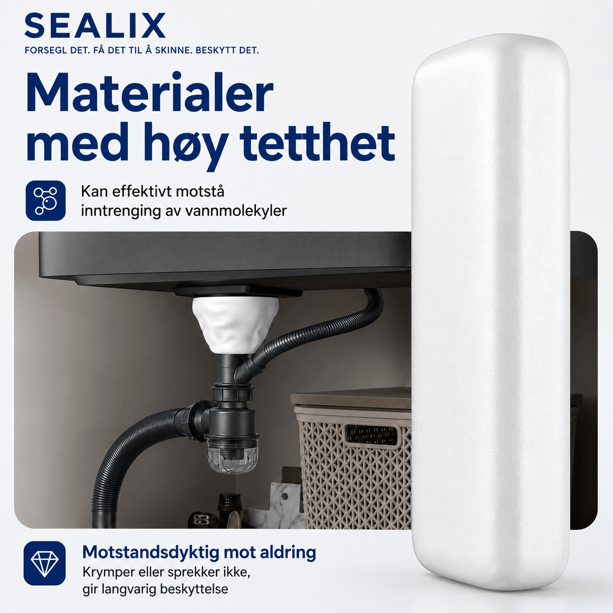 Sealix - 6 pakke — Vanntett tetningsleire — hurtigvirkende reparasjonsmasse  til hull i klimaanlegg, avløpsrør og sprekker i vegger