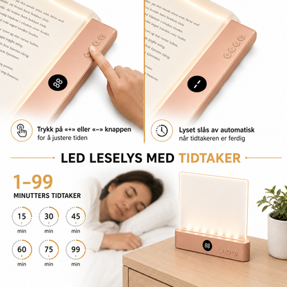 LeseLys™ - Boklampe, Oppladbar Klar LED Flat Leselampe