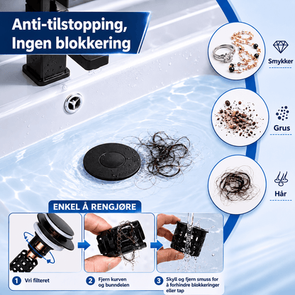 Rensfall™ - 3-i-1 Slukventil — Aldri mer tett sluk