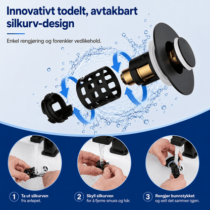Rensfall™ - 3-i-1 Slukventil — Aldri mer tett sluk