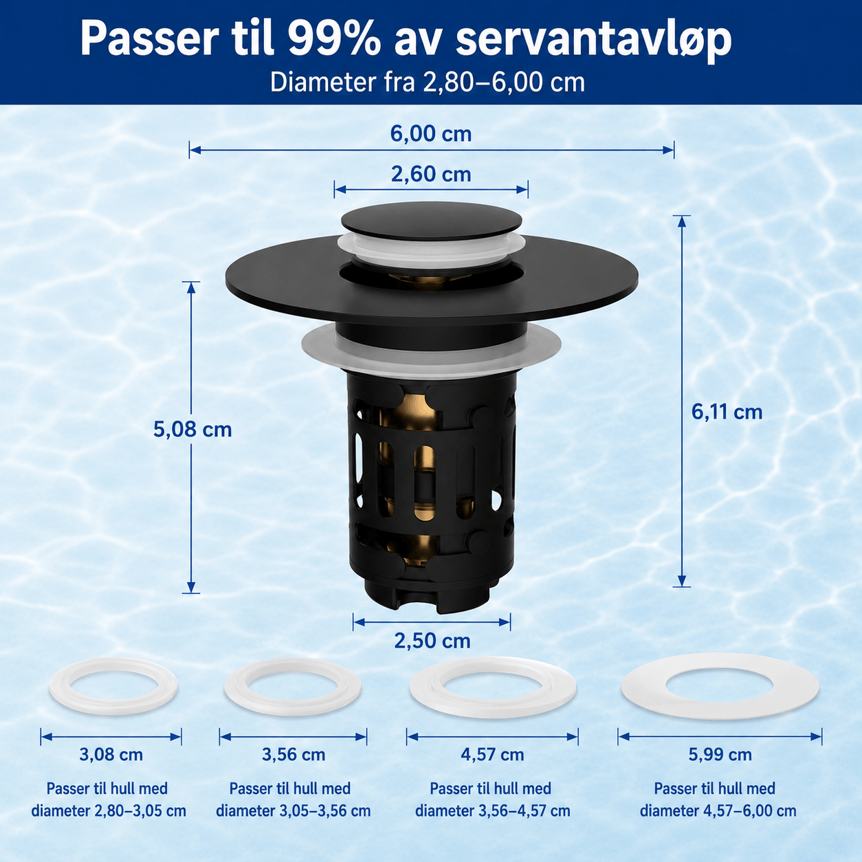 Rensfall™ - 3-i-1 Slukventil — Aldri mer tett sluk