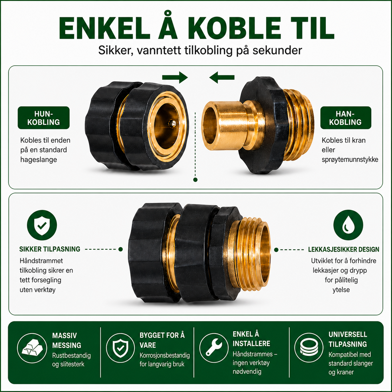 RaskLink - Hurtigkoblingssett for hageslange
